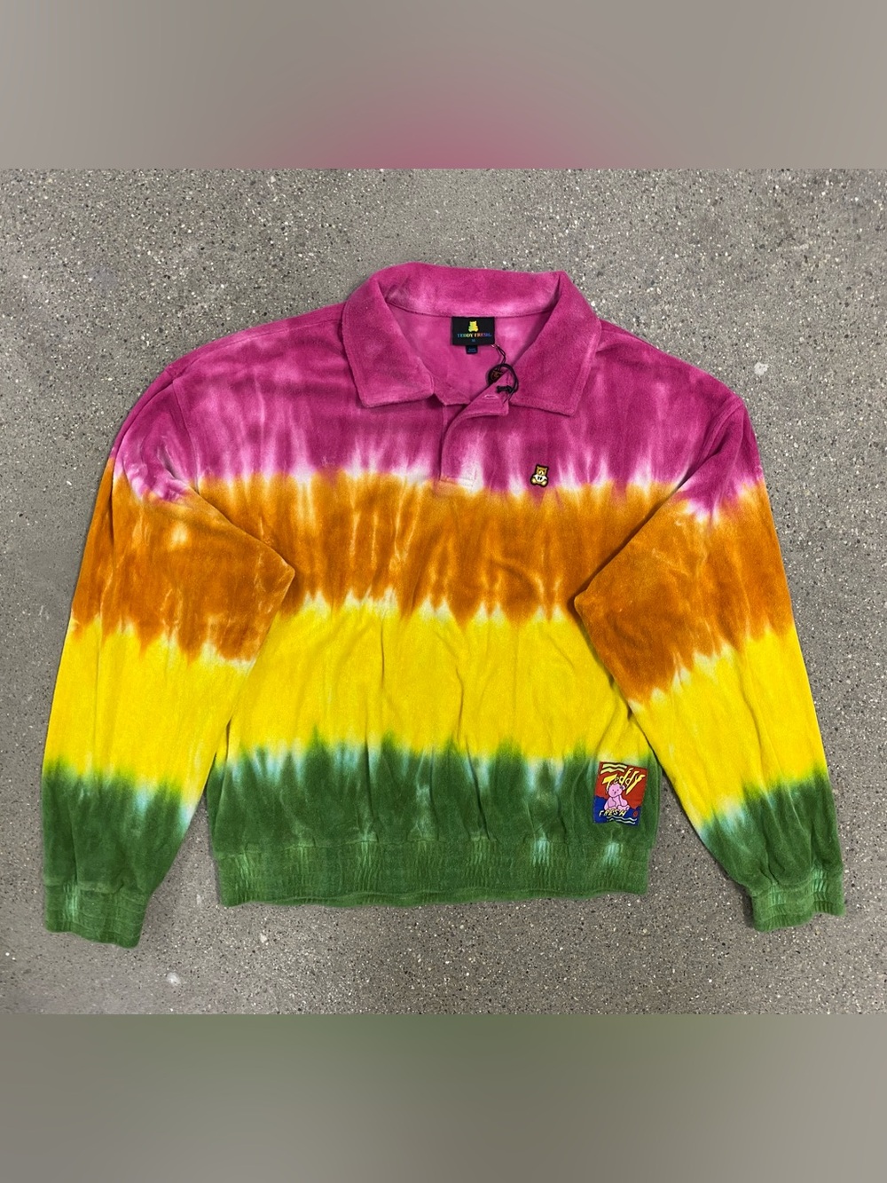 NWT TEDDY FRESH Tie Dye super soft Polo Shirt size Medium